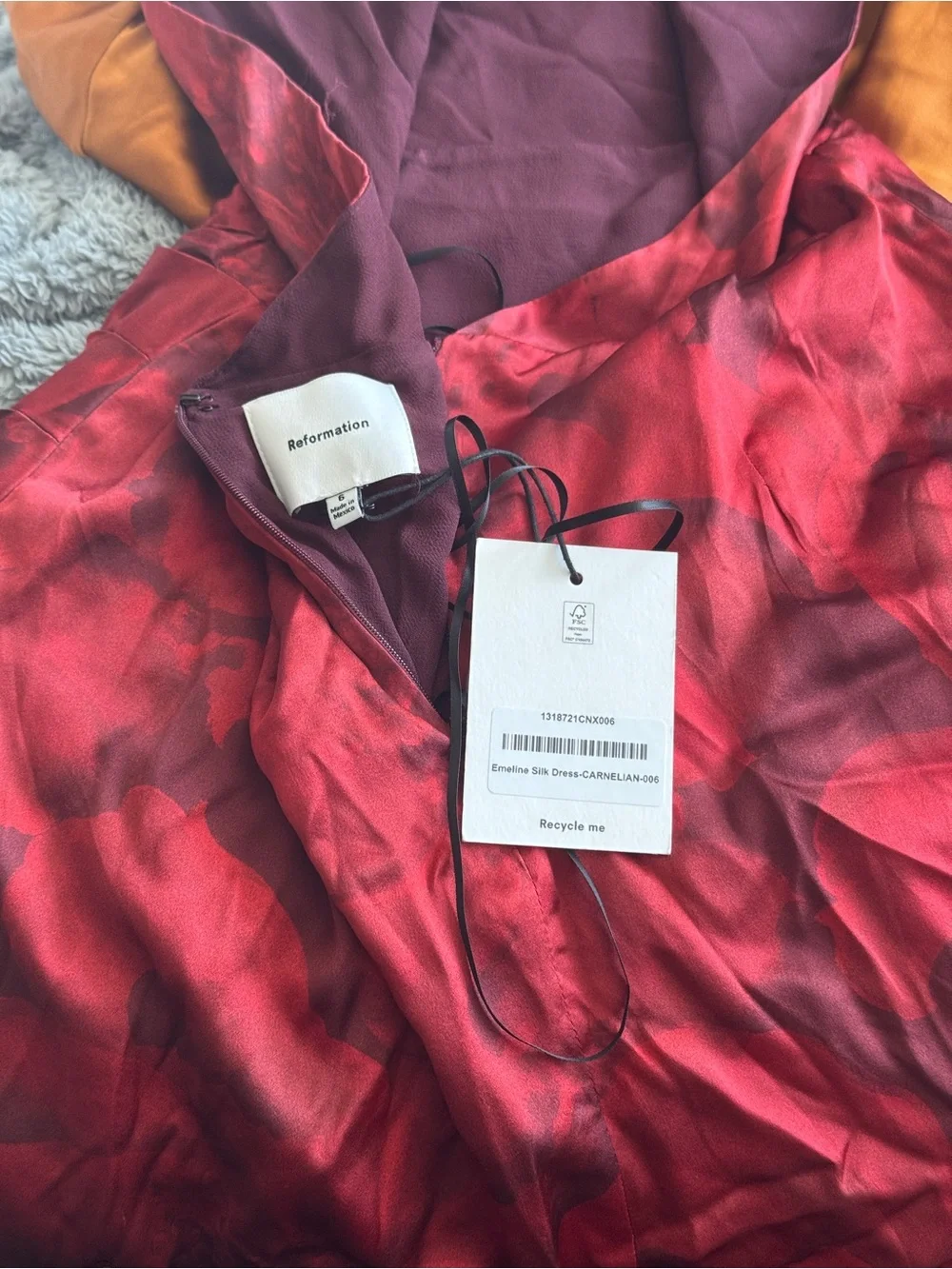 Reformation Emeline 100% Silk Dress - Carnelian - Picture 3 of 3